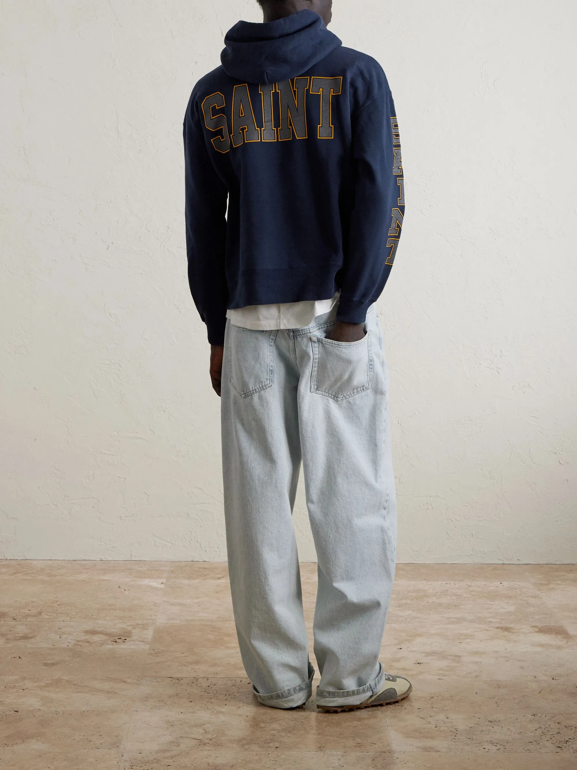 SAINT Mxxxxxx HOODIE/SAINT/NVY Reflective Angel Hoodie Blue S-XL Original open mold Loose cut Comfortable fit Top printing technology 3M reflective paste Best reflective effect in the industry Correct version Original consistent main mark/wash mark/cherub anti-counterfeiting